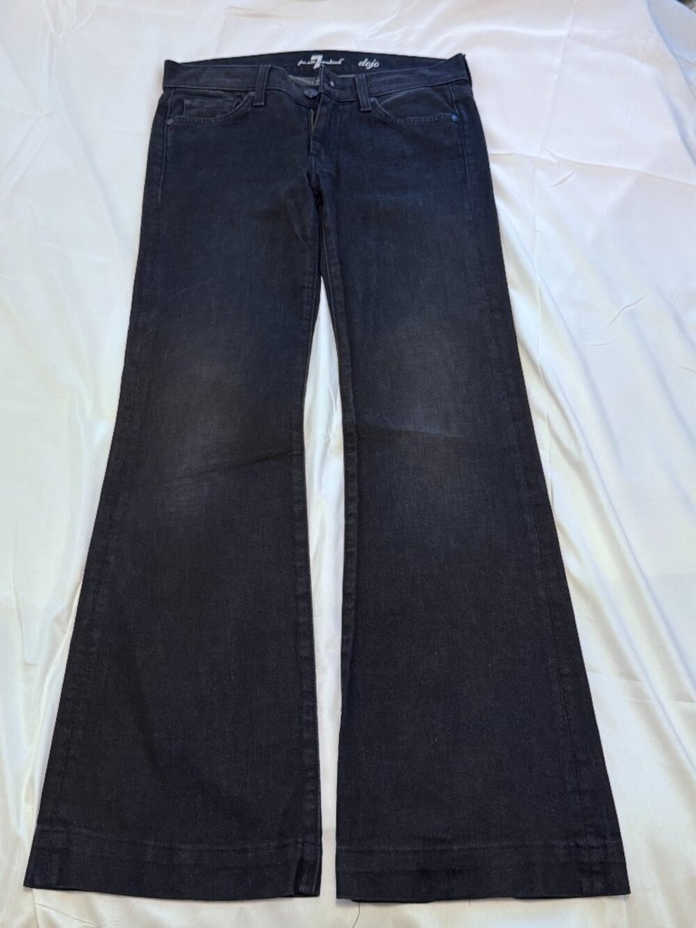 7 For All Mankind Black Low Rise Jeans Size 27 NWOT Long 32.5" Inseam